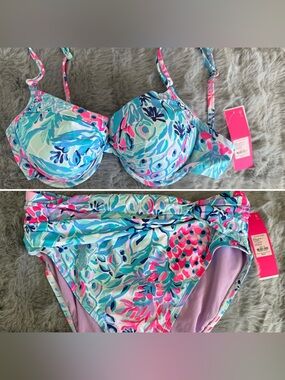 NWT Lilly Pulitzer Pineapple Princess bikini top and bottom both size 12